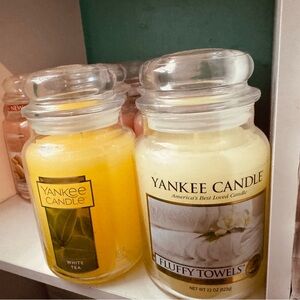 Yankee Candle Cream Fluffy Towels Scented Jar and White Tea Scented Jar